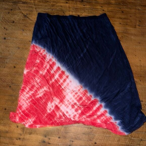 Lane Bryant blue & red asymmetrical tie dye maxi skirt - Picture 4 of 4